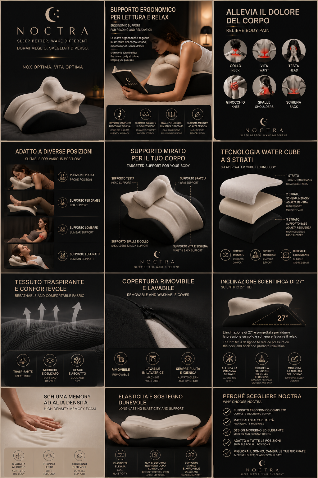 NOCTRΛ — Cuscino a Cuneo Memory Foam