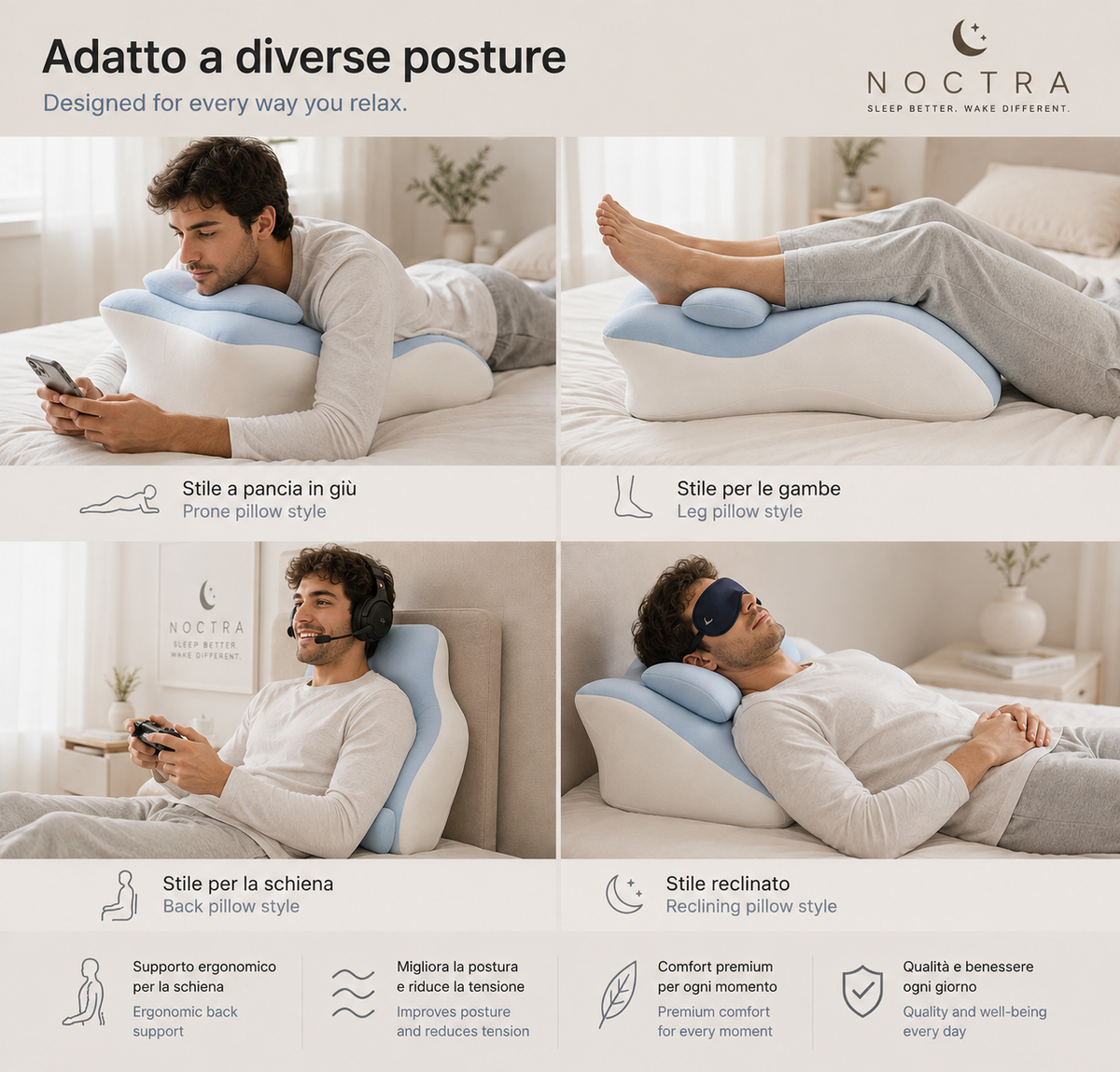 NOCTRΛ — Cuscino a Cuneo Memory Foam