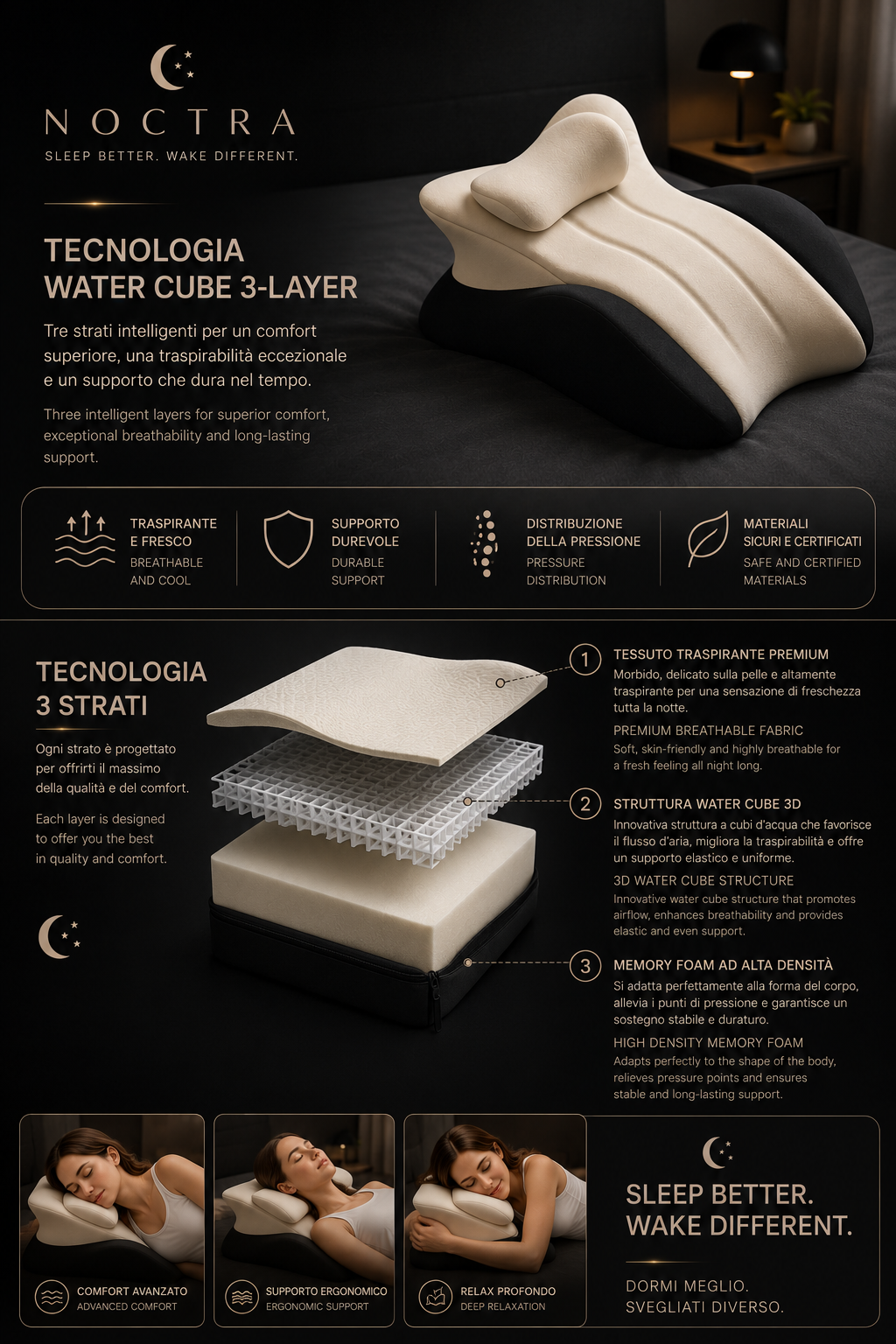NOCTRΛ — Cuscino a Cuneo Memory Foam