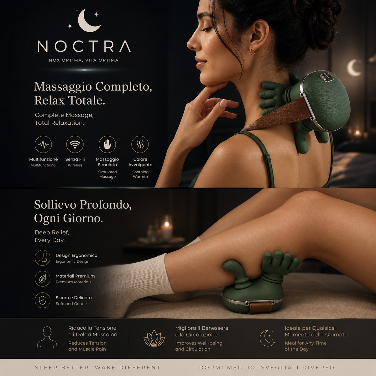 NOCTRΛ — Massaggiatore Cervicale Wireless | Sollievo Profondo, Ogni Sera