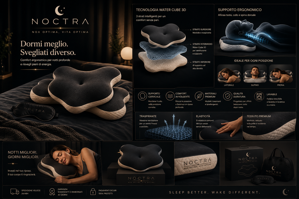 NOCTRΛ — Cuscino Cervicale Contour | Supporto scolpito per il tuo rituale della sera